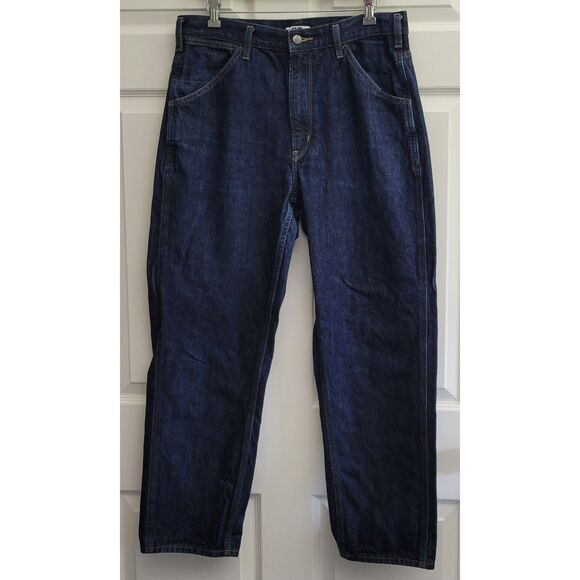 Uniqlo Men's Size 32inch Dark Wash Blue Denim Jeans 100% Cotton Pre-Owned - Picture 2 of 11